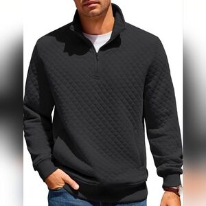 Men's Black Quilted Sweater